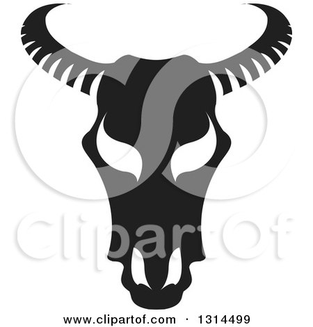 Clipart of a Black and White Bull Skull - Royalty Free Vector Illustration by Lal Perera
