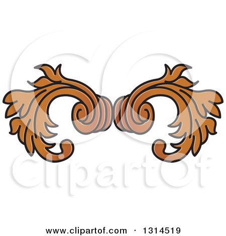 Clipart of a Brown Floral Design Element - Royalty Free Vector Illustration by Lal Perera