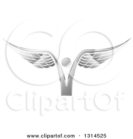 Clipart of a Shiny Silver Abstract Angel - Royalty Free Vector Illustration by Lal Perera
