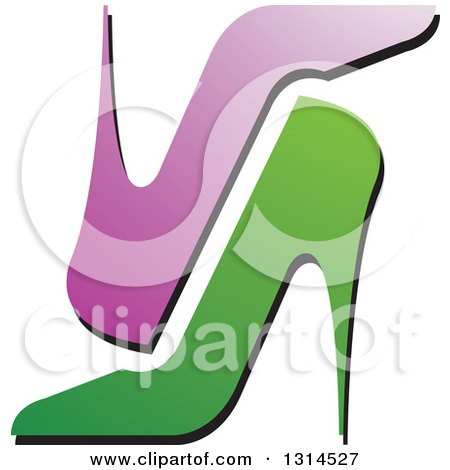 Clipart of Gradient Green and Purple High Heels - Royalty Free Vector Illustration by Lal Perera