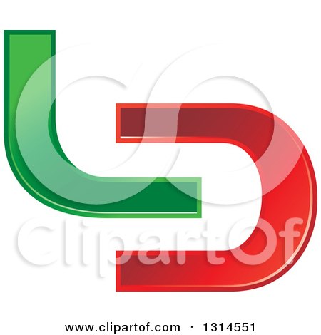 Clipart of a Green and Red Abstract Letter L D Design - Royalty Free Vector Illustration by Lal Perera