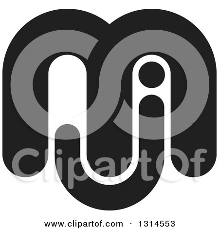 Clipart of a Black Abstract Letter M J Design - Royalty Free Vector Illustration by Lal Perera