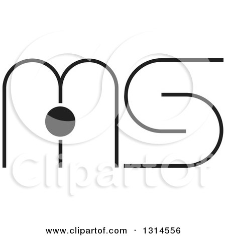 Clipart of a Black and White Abstract Letter M I S Design - Royalty Free Vector Illustration by Lal Perera