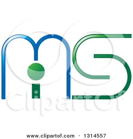 Clipart of a Blue and Green Abstract Letter M I S Design - Royalty Free Vector Illustration by Lal Perera