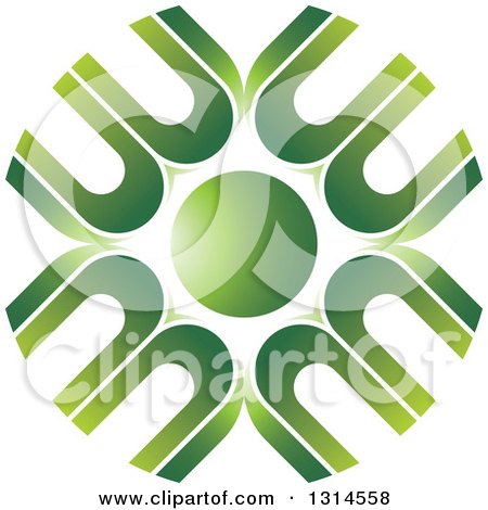 Clipart of a Green Circle of Letter M - Royalty Free Vector Illustration by Lal Perera