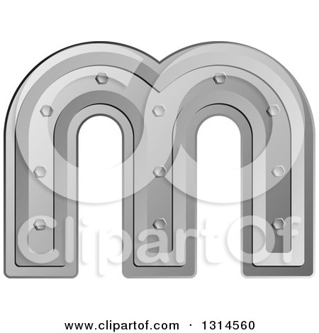 Clipart of a Silver Metal Letter M - Royalty Free Vector Illustration by Lal Perera