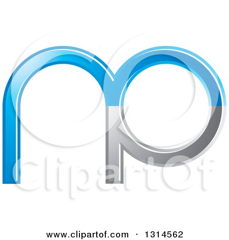 Clipart of a Blue and Silver Abstract Letter N P Design - Royalty Free Vector Illustration by Lal Perera