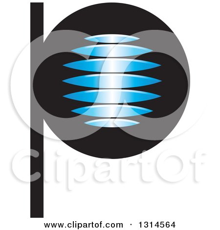 Clipart of a Blue and Black Abstract Letter P Design - Royalty Free Vector Illustration by Lal Perera