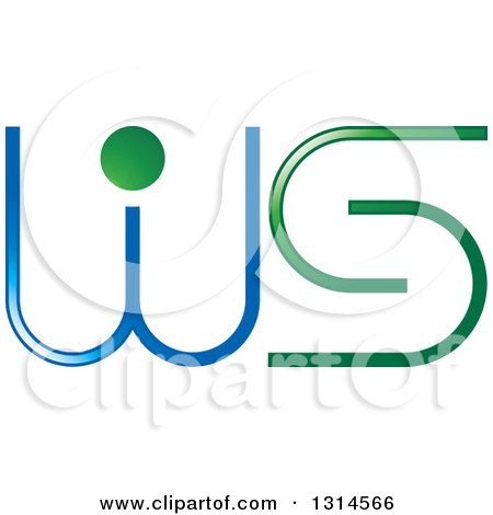 Clipart of a Blue and Green Abstract W I S Design - Royalty Free Vector Illustration by Lal Perera