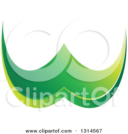 Clipart of a Green Abstract Letter W - Royalty Free Vector Illustration by Lal Perera