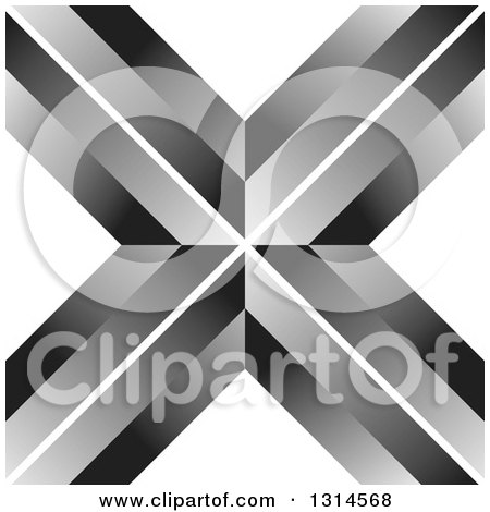 Clipart of a Shiny Silver Metal Letter X - Royalty Free Vector Illustration by Lal Perera