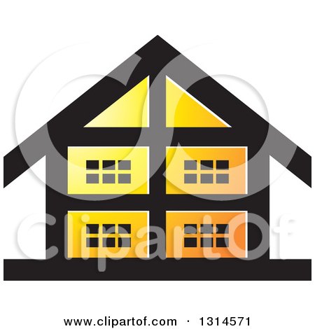 Clipart of a Black and Orange House Icon - Royalty Free Vector Illustration by Lal Perera