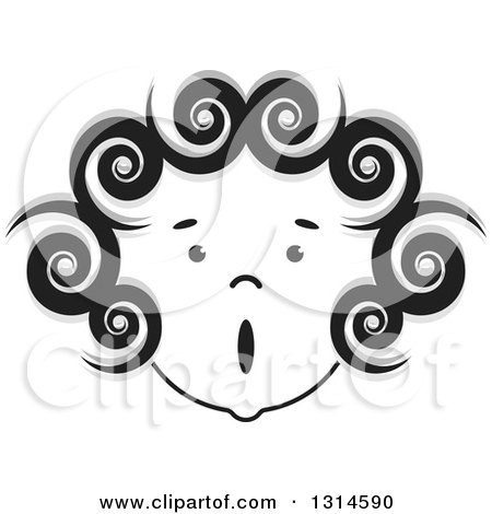 Clipart of a Black and Silver Curly Haired Girl Making a Funny Face - Royalty Free Vector Illustration by Lal Perera