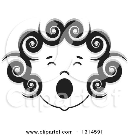 Clipart of a Black and Silver Curly Haired Girl Making a Funny Face 2 - Royalty Free Vector Illustration by Lal Perera