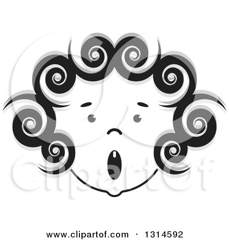 Clipart of a Black and Silver Curly Haired Girl Making a Funny Face 3 - Royalty Free Vector Illustration by Lal Perera