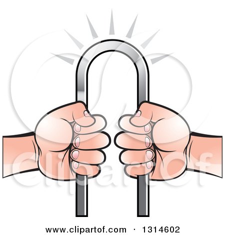 Clipart of White Hands Holding an Iron Bar - Royalty Free Vector Illustration by Lal Perera