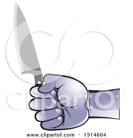 Clipart of a Black Hand Holding a Knife - Royalty Free Vector Illustration by Lal Perera