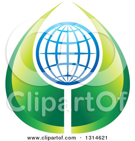Clipart of a Gradient Green and Blue Globe Headed Person - Royalty Free Vector Illustration by Lal Perera
