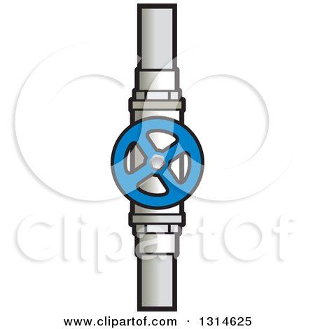 Clipart of a Blue Stop Valve and Pipe - Royalty Free Vector Illustration by Lal Perera
