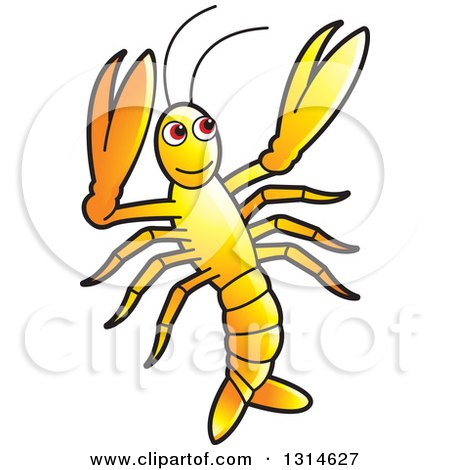 Clipart of a Yellow Prawn - Royalty Free Vector Illustration by Lal Perera