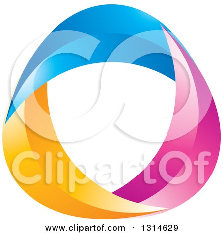 Clipart of a Blue Pink and Yellow Swoosh - Royalty Free Vector Illustration by Lal Perera