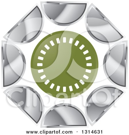 Clipart of a Green Circle with Silver Half Circles - Royalty Free Vector Illustration by Lal Perera