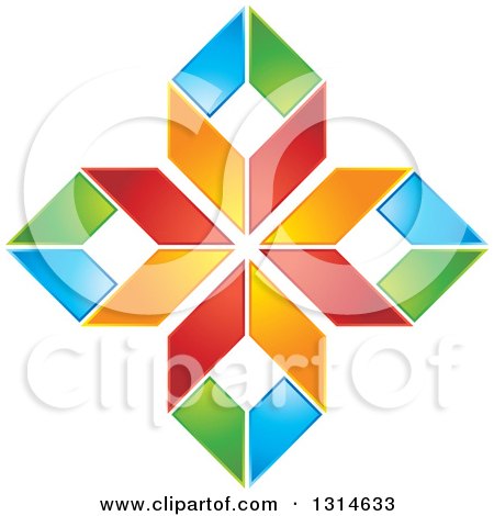 Clipart of a Colorful Geometric Cross - Royalty Free Vector Illustration by Lal Perera