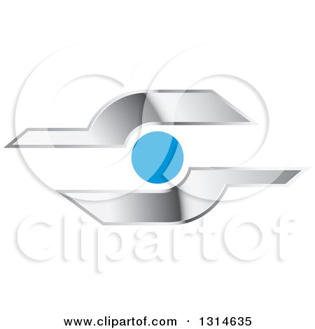 Clipart of a Shiny Silver and Blue Icon - Royalty Free Vector Illustration by Lal Perera