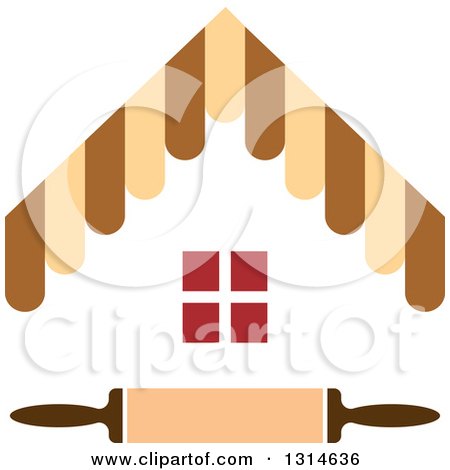 Clipart of a Bakery Building with a Rolling Pin - Royalty Free Vector Illustration by Lal Perera