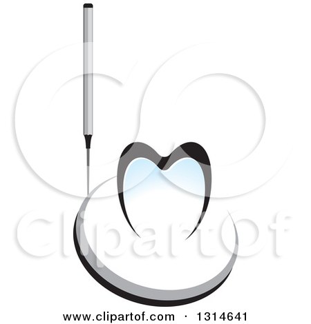 Clipart of a Dental Mirror and Tooth - Royalty Free Vector Illustration by Lal Perera
