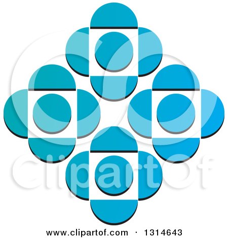 Clipart of a Blue Abstract Floral Diamond - Royalty Free Vector Illustration by Lal Perera