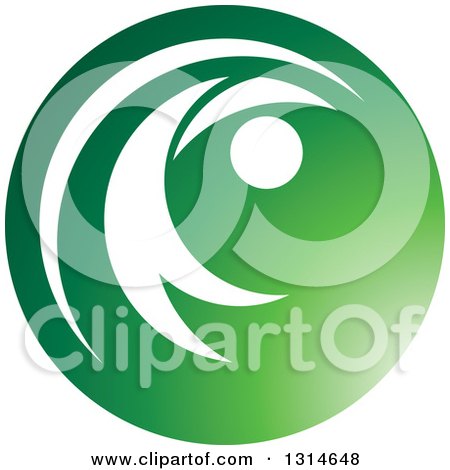 Clipart of a White Man Leaping in a Gradient Green Circle - Royalty Free Vector Illustration by Lal Perera