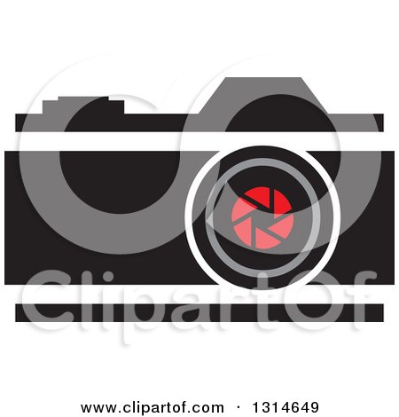 Clipart of a Red and Black Camera - Royalty Free Vector Illustration by Lal Perera