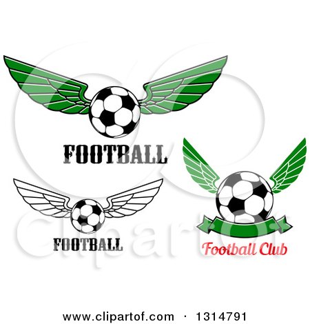 Clipart of Winged Soccer Balls with Text - Royalty Free Vector Illustration by Vector Tradition SM