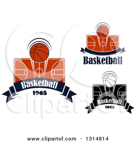 Clipart of Basketballs, Courts and Banners with Text - Royalty Free Vector Illustration by Vector Tradition SM