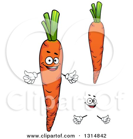 Clipart of a Cartoon Face, Hands and Carrots - Royalty Free Vector Illustration by Vector Tradition SM