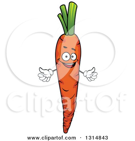 Clipart of a Cartoon Welcoming Carrot Character - Royalty Free Vector Illustration by Vector Tradition SM