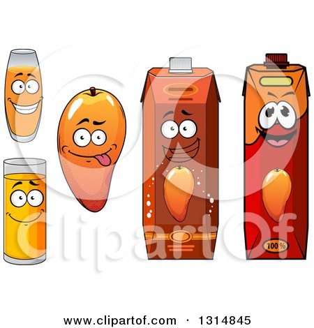Clipart of Cartoon Mango and Juice Characters - Royalty Free Vector Illustration by Vector Tradition SM