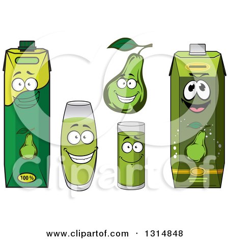 Clipart of Green Pear and Juice Characters - Royalty Free Vector Illustration by Vector Tradition SM