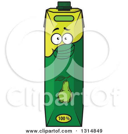 Clipart of a Happy Green Pear Juice Carton Character 2 - Royalty Free Vector Illustration by Vector Tradition SM