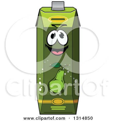 Clipart of a Happy Green Pear Juice Carton Character - Royalty Free Vector Illustration by Vector Tradition SM