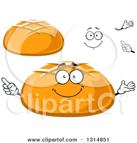 Clipart of a Cartoon Face, Hands and Round Bread Loaves - Royalty Free Vector Illustration by Vector Tradition SM