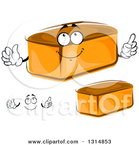 Clipart of a Cartoon Face, Hands and Whole Bread Loaves - Royalty Free Vector Illustration by Vector Tradition SM