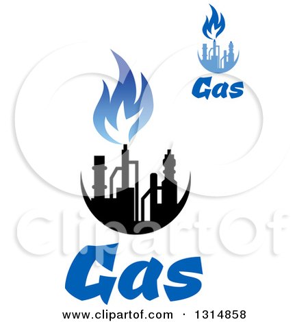 Clipart of Black and Blue Natural Gas and Flame Designs with Text 7 - Royalty Free Vector Illustration by Vector Tradition SM