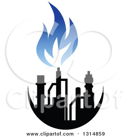 Clipart of a Black and Blue Natural Gas and Flame Design 6 - Royalty Free Vector Illustration by Vector Tradition SM