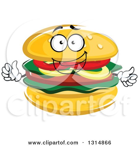 Clipart of a Cartoon Hamburger Character Giving a Thumb up - Royalty Free Vector Illustration by Vector Tradition SM