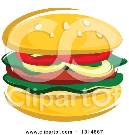 Clipart of a Cartoon Hamburger - Royalty Free Vector Illustration by Vector Tradition SM