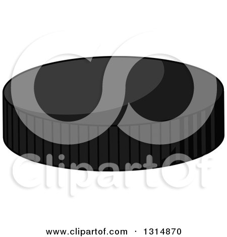 Clipart of a Cartoon Grayscale Hockey Puck - Royalty Free Vector Illustration by Vector Tradition SM