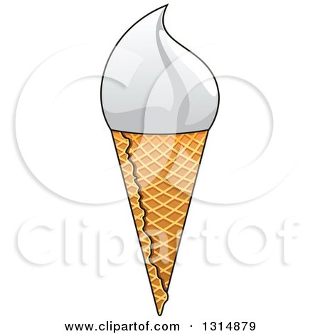 Clipart of a Cartoon Vanilla Ice Cream Waffle Cone - Royalty Free Vector Illustration by Vector Tradition SM