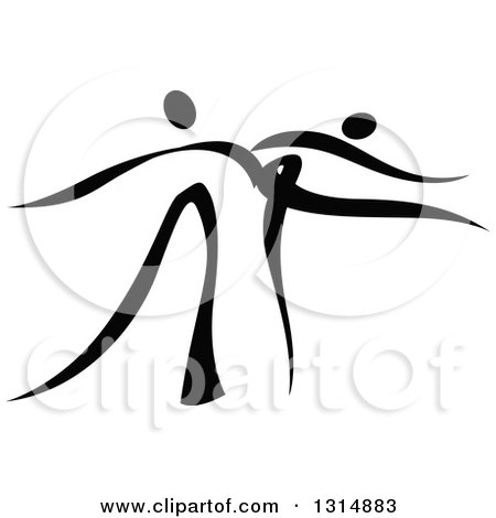 Clipart of a Black and White Ribbon Couple Dancing Together 2 - Royalty Free Vector Illustration by Vector Tradition SM